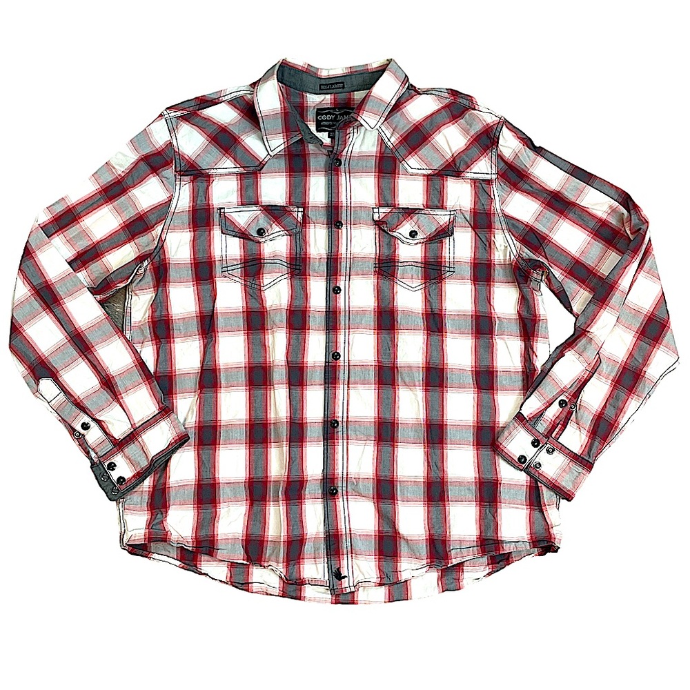 CODY JAMES BROOKS PLAID LONG SLEEVE WESTERN SHIRT SIZE XL